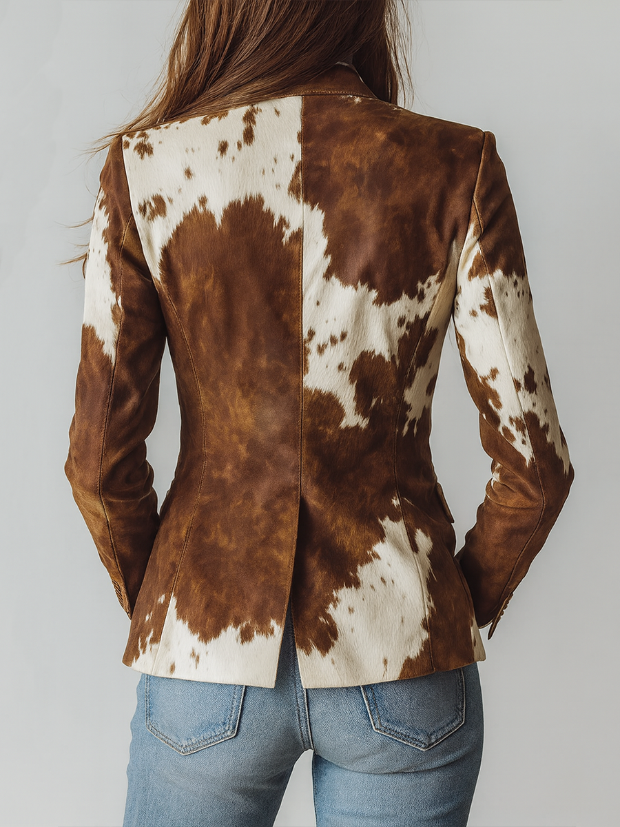 Agathe | Blazer vintage a stampa mucca eco-responsabile