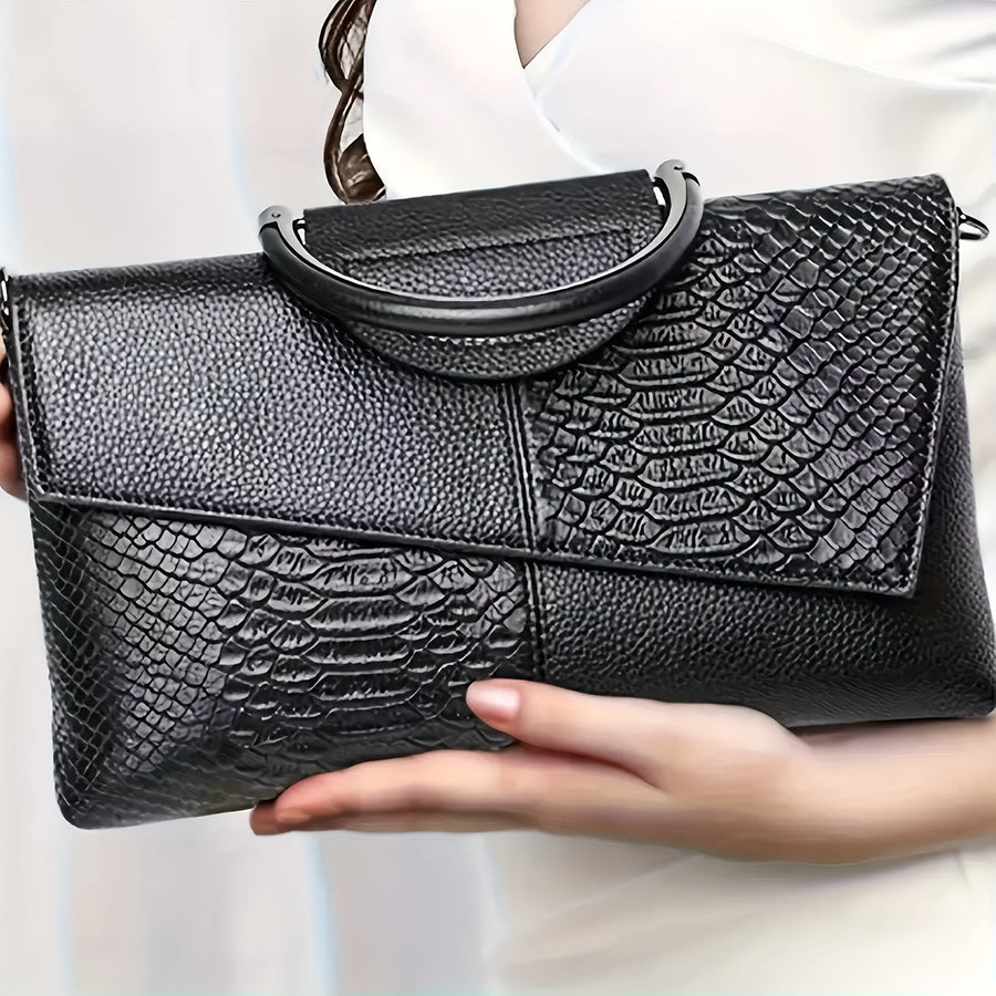 Bianca | Pochette Effetto Coccodrillo