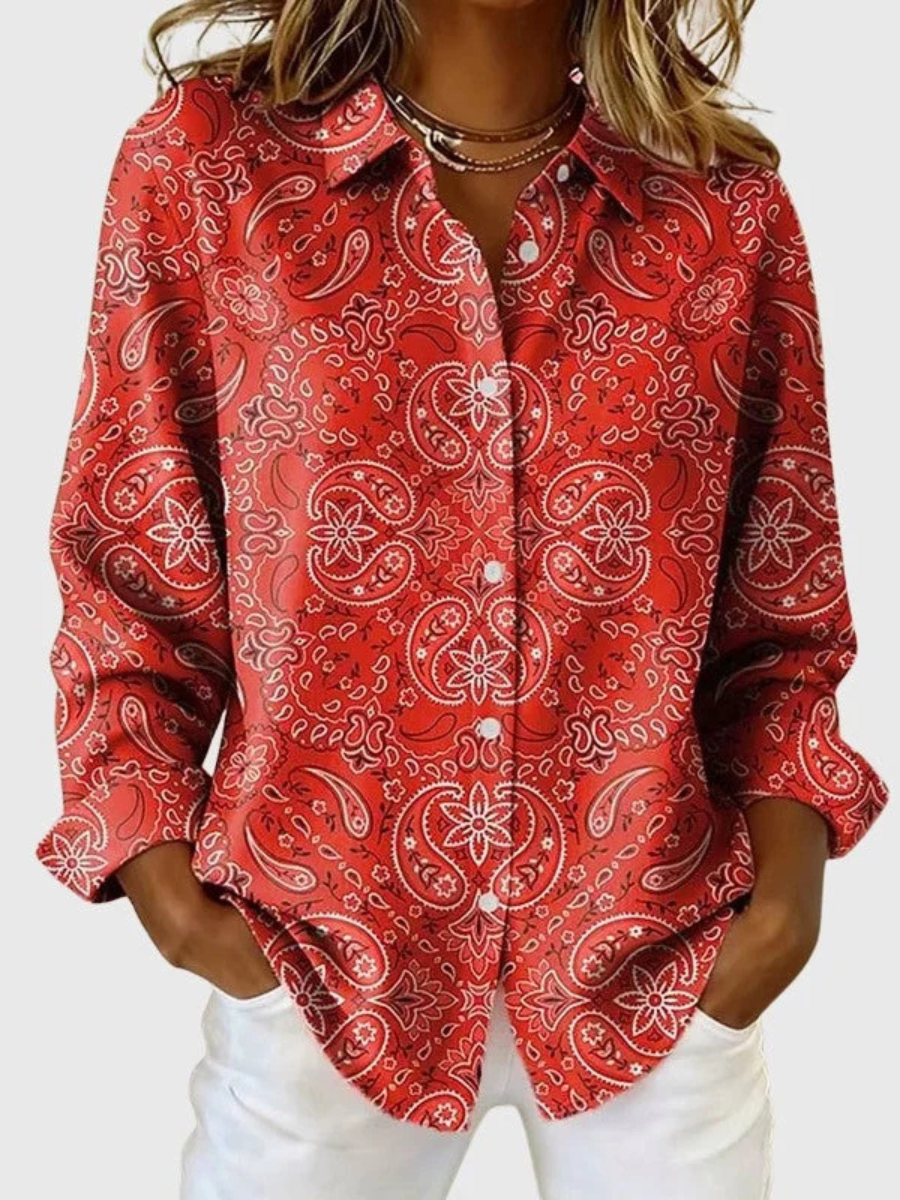 Joanna™ | Blusa con bottoni a stampa paisley