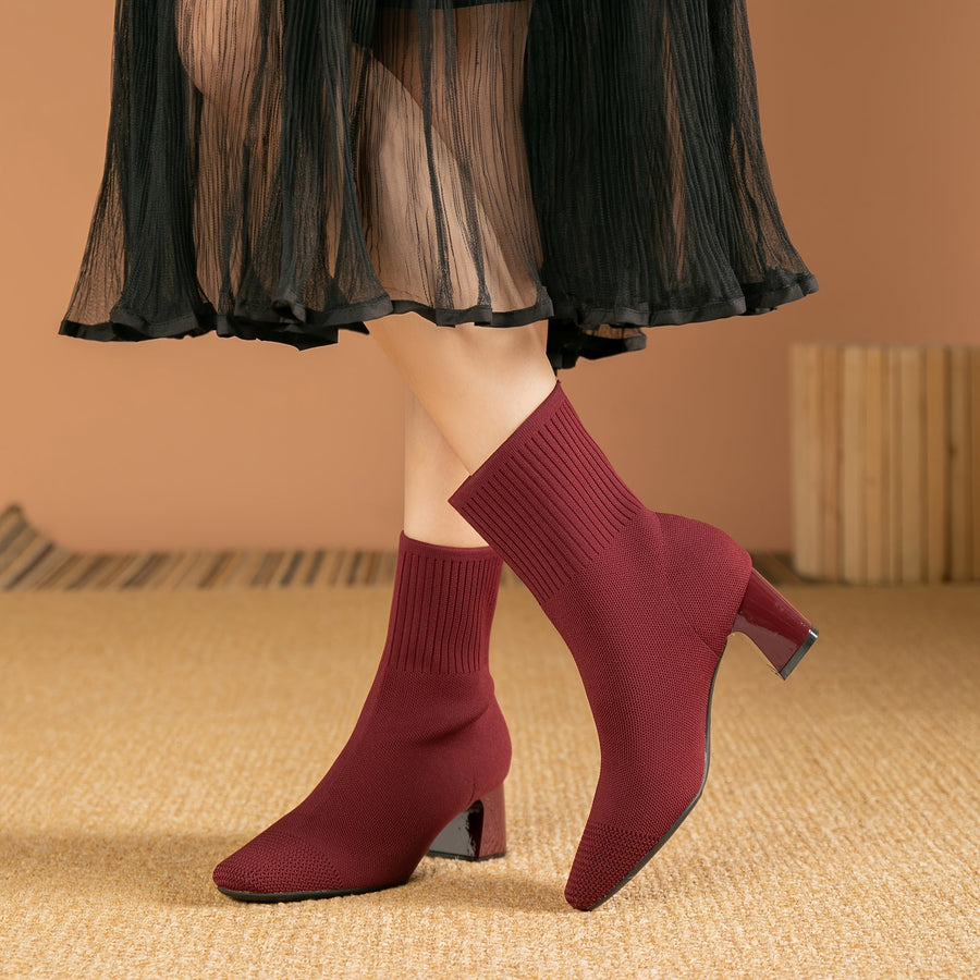 Paulette™ – Stivaletti in maglia confortevoli con tacco stabile e morbido