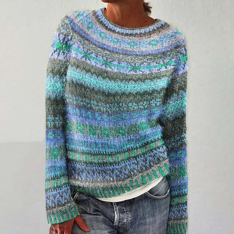 Firenze | Maglione con motivo dal colore oceano