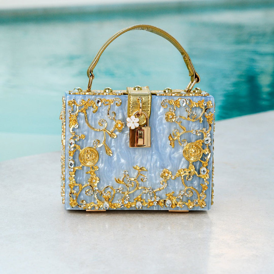 Vittoria | Borsa a scatola con fiori dorati