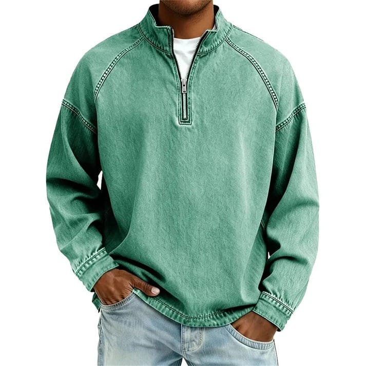 Maglione con zip André Ferran in Cotone Mare