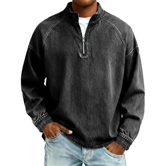 Maglione con zip André Ferran in Cotone Mare