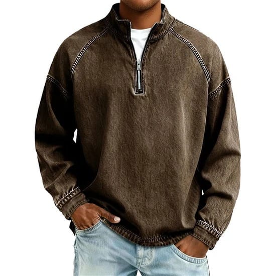 Maglione con zip André Ferran in Cotone Mare