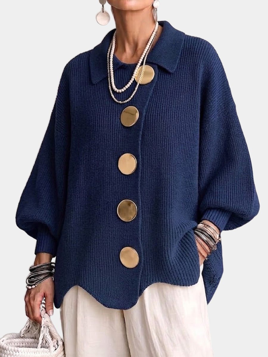 FOSCARI LABEL | CARDIGAN OVERSIZE CON COLLETTO E GRANDI BOTTONI METALLICI