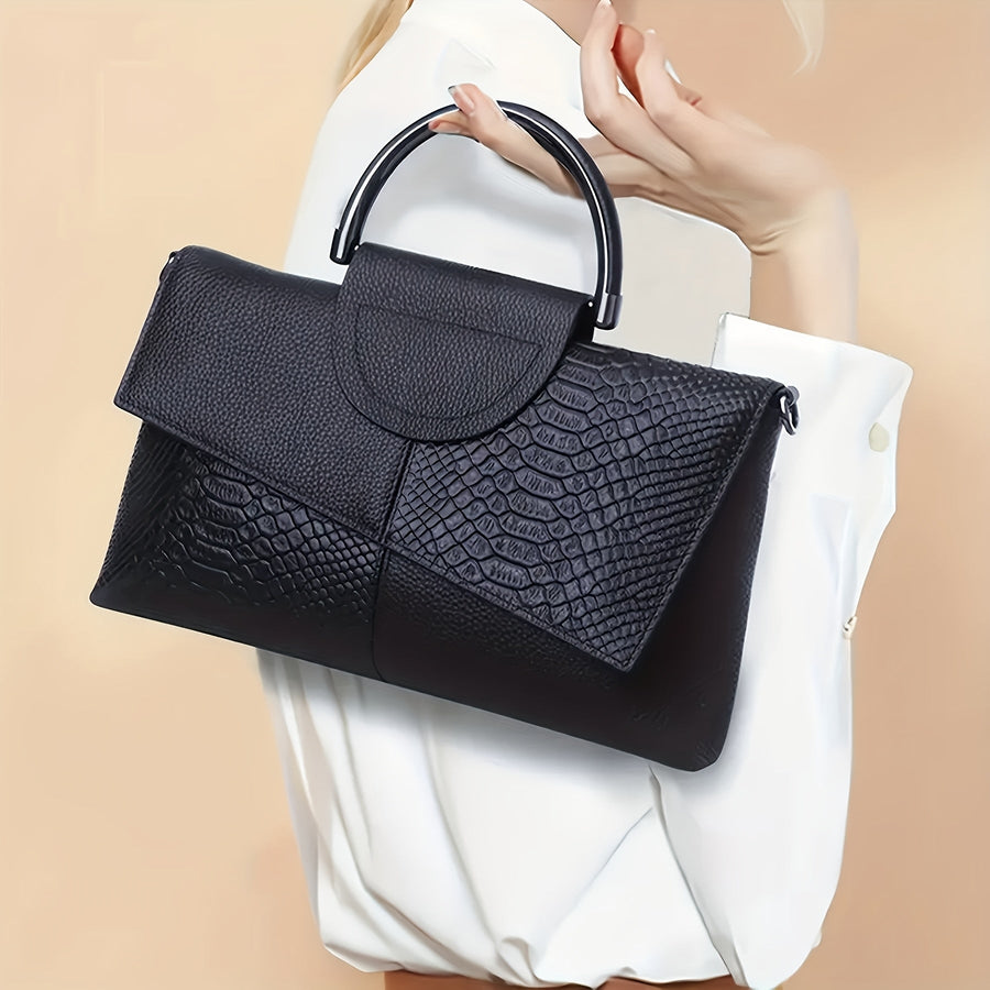 Bianca | Pochette Effetto Coccodrillo