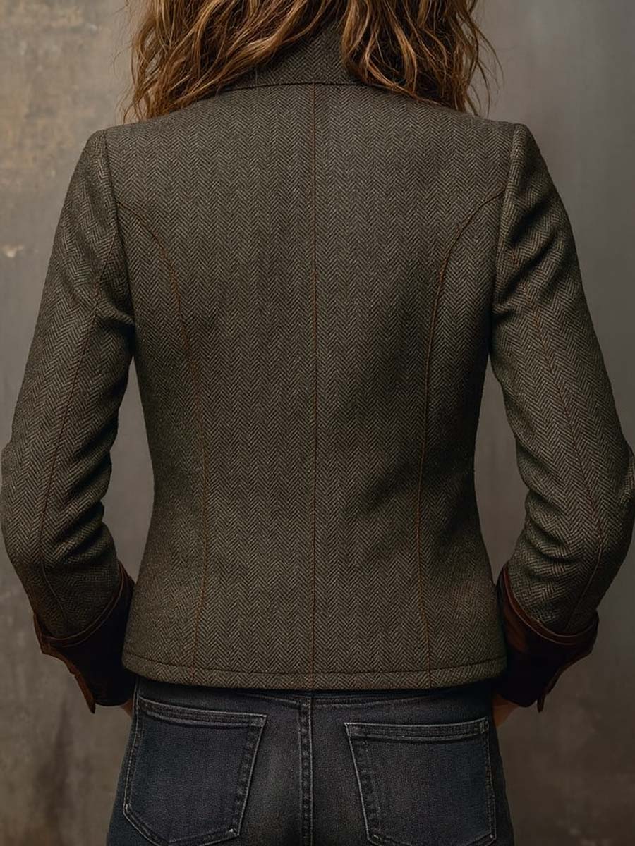 Honorine | Blazer vintage a zigzag con bordature a contrasto