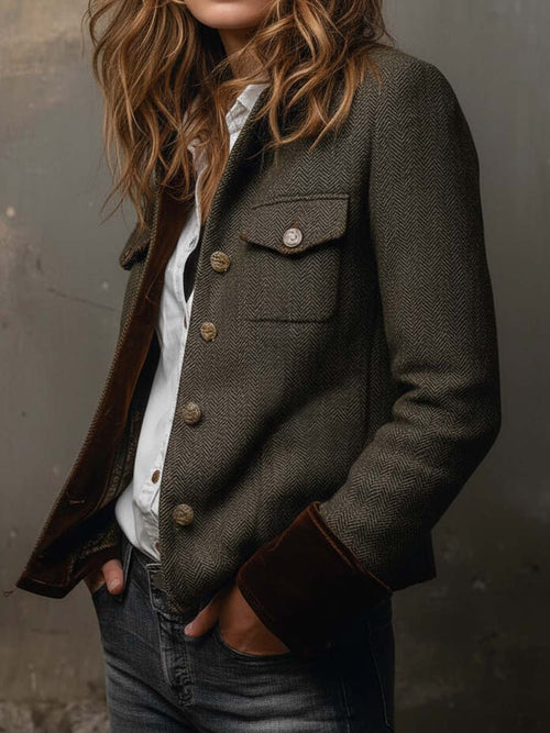 Honorine | Blazer vintage a zigzag con bordature a contrasto