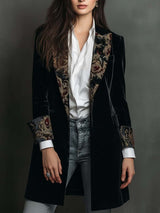 Léontine | Blazer aderente stampato barocco nero