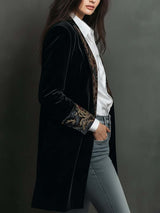 Léontine | Blazer aderente stampato barocco nero
