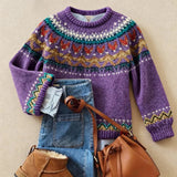 Aveline | Maglione viola con motivo scandinavo