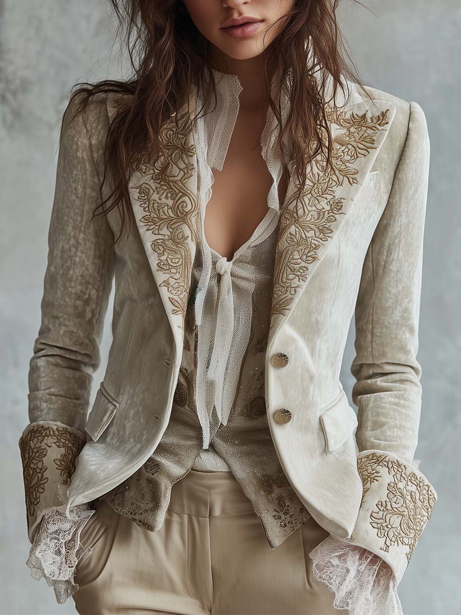 Constance | Blazer Avorio Ricamato Tailleur