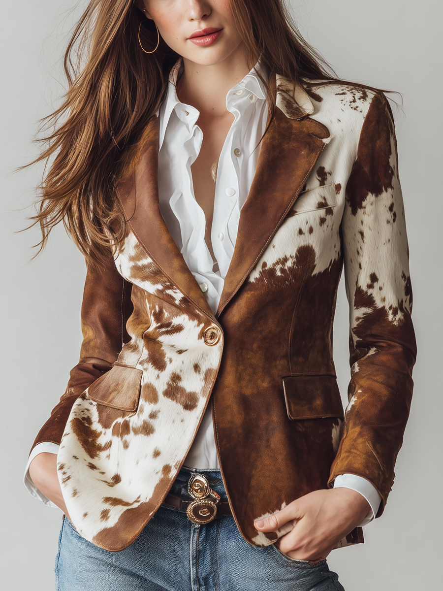 Agathe | Blazer vintage a stampa mucca eco-responsabile