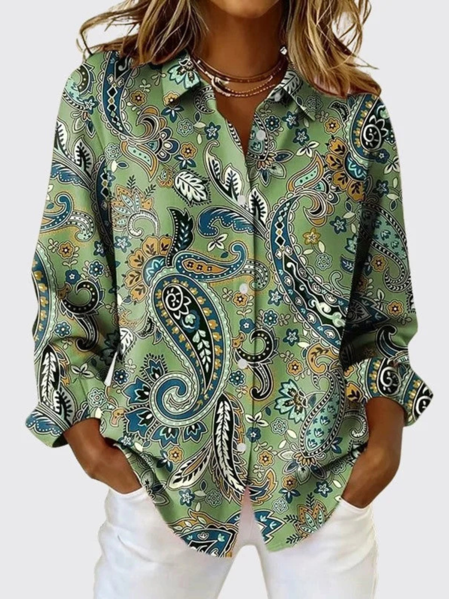 Joanna™ | Blusa con bottoni a stampa paisley