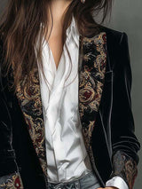 Léontine | Blazer aderente stampato barocco nero