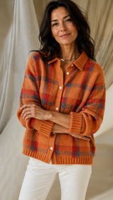 FOSCARI LABEL | CARDIGAN A QUADRI IN MAGLIA MORBIDA