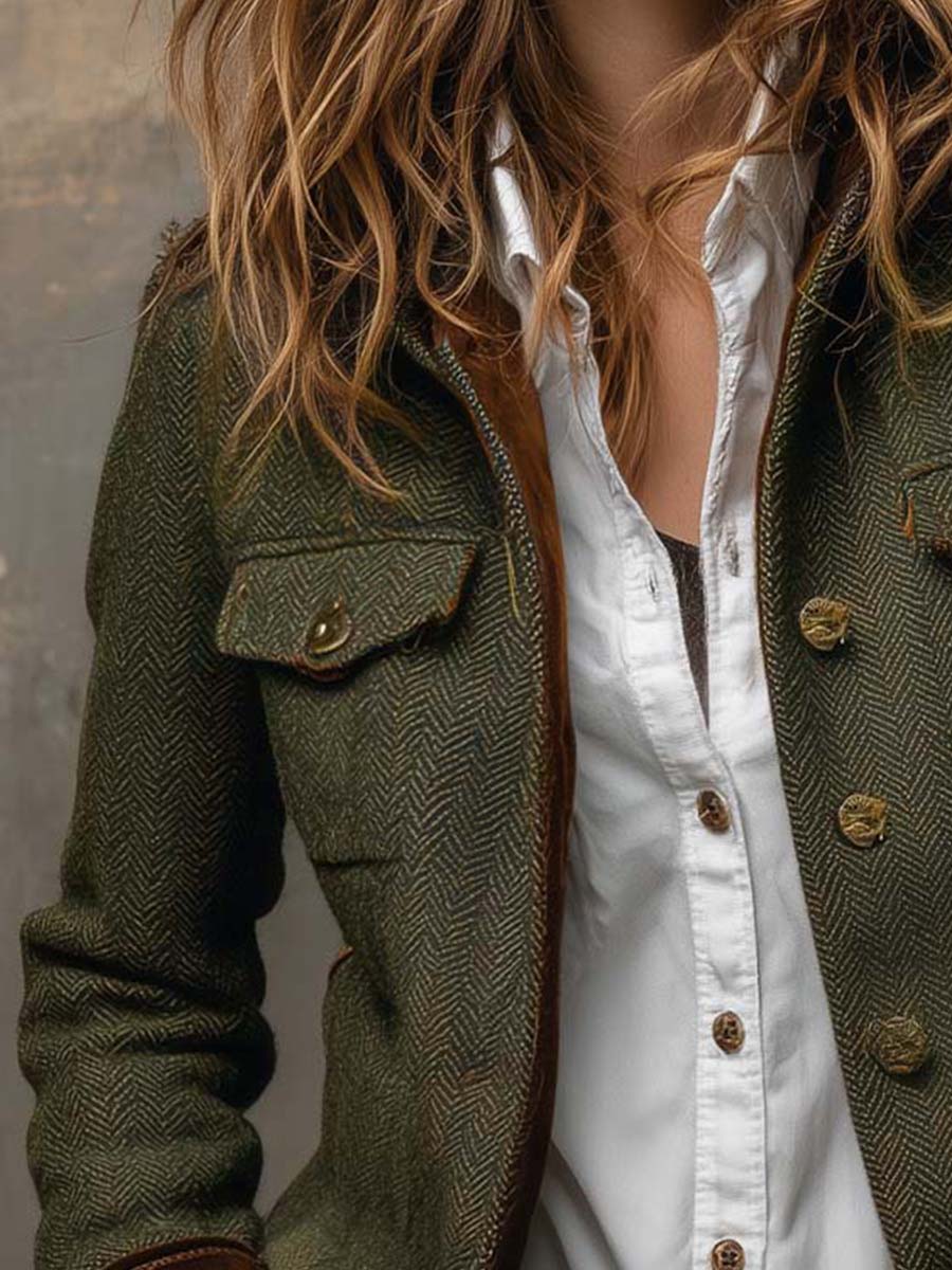 Honorine | Blazer vintage a zigzag con bordature a contrasto
