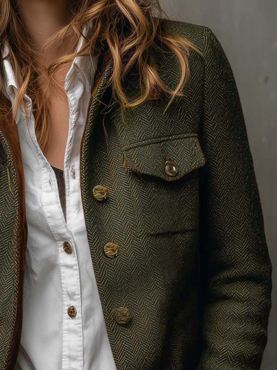 Honorine | Blazer vintage a zigzag con bordature a contrasto
