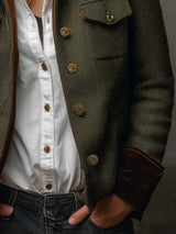 Honorine | Blazer vintage a zigzag con bordature a contrasto