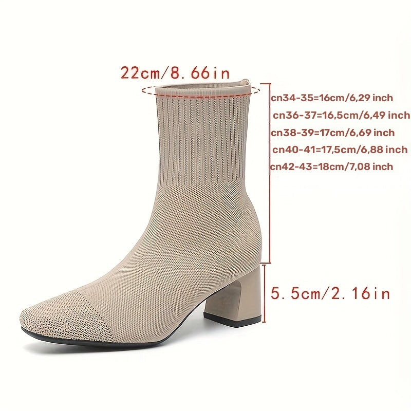 Paulette™ – Stivaletti in maglia confortevoli con tacco stabile e morbido