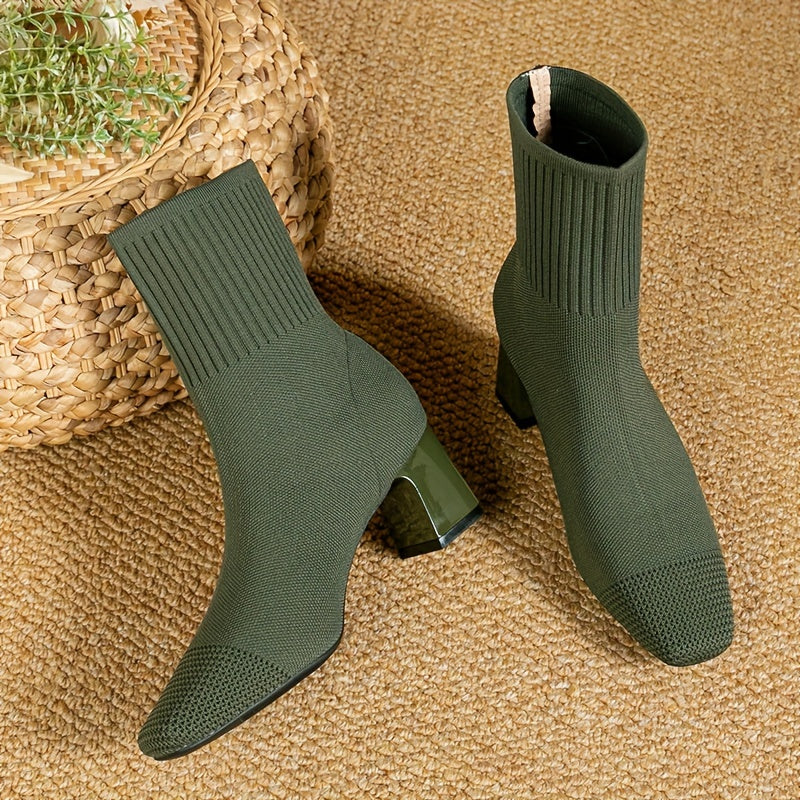 Paulette™ – Stivaletti in maglia confortevoli con tacco stabile e morbido