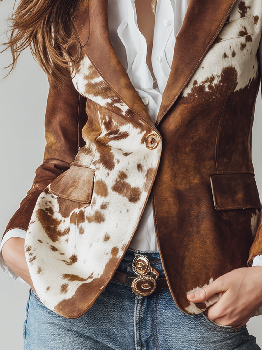 Agathe | Blazer vintage a stampa mucca eco-responsabile