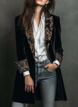 Léontine | Blazer aderente stampato barocco nero