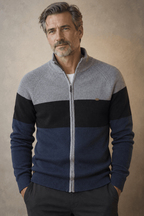Cardigan con zip a blocchi di colore André Ferran