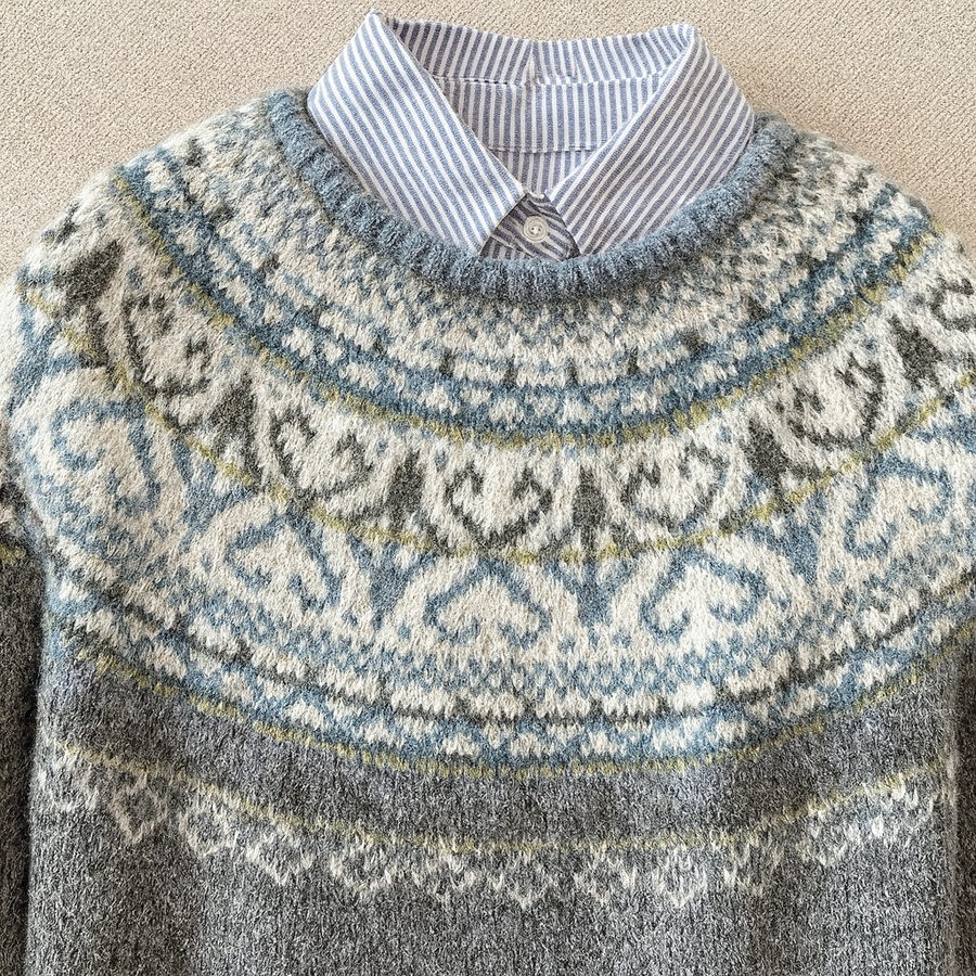 Martine | Maglione grigio con motivo color avorio