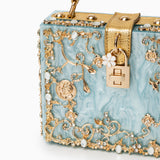 Vittoria | Borsa a scatola con fiori dorati