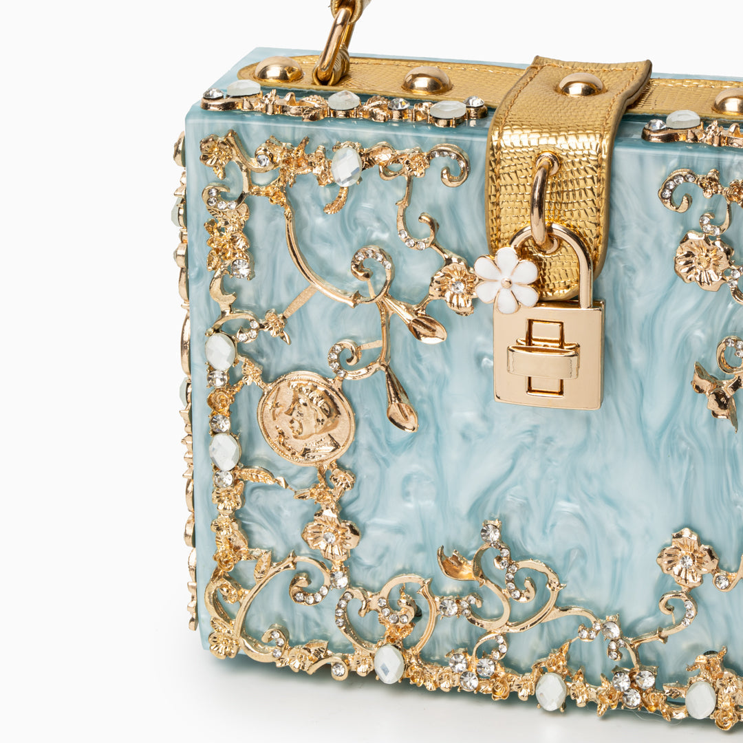 Vittoria | Borsa a scatola con fiori dorati