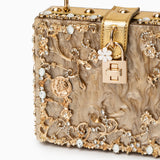Vittoria | Borsa a scatola con fiori dorati