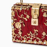 Vittoria | Borsa a scatola con fiori dorati