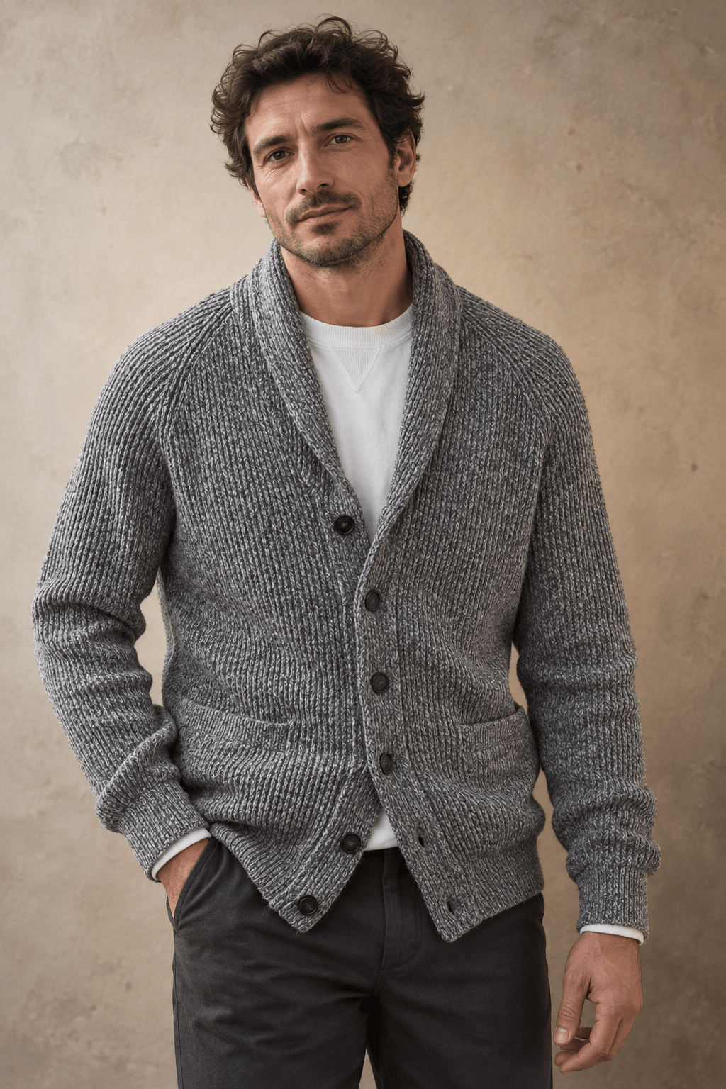 Cardigan con collo a scialle André Ferran