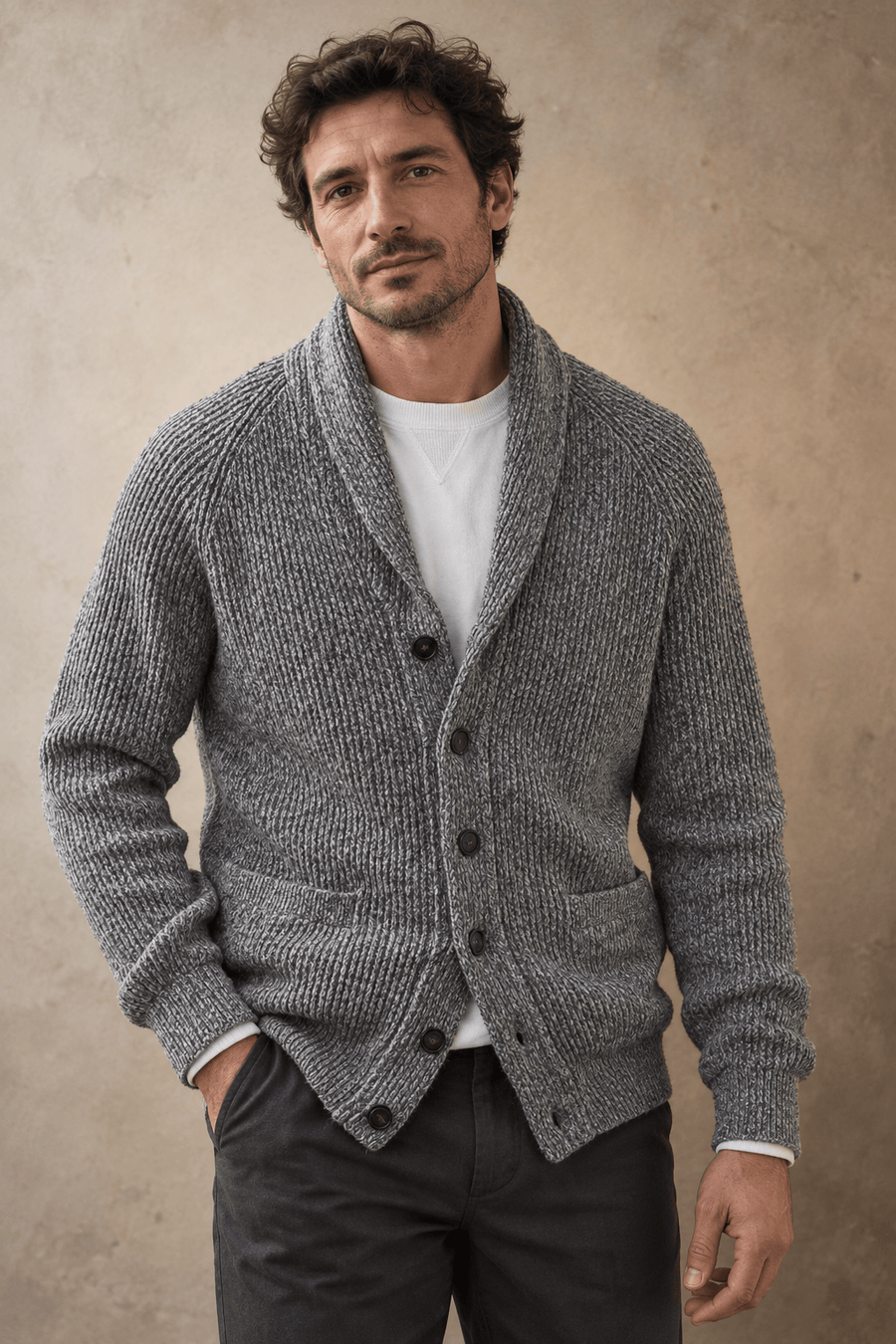 Cardigan con collo a scialle André Ferran
