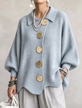 FOSCARI LABEL | CARDIGAN OVERSIZE CON COLLETTO E GRANDI BOTTONI METALLICI