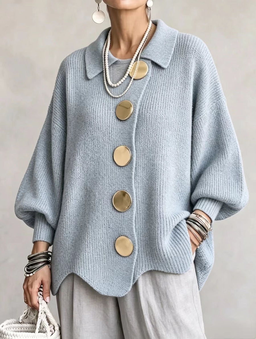 FOSCARI LABEL | CARDIGAN OVERSIZE CON COLLETTO E GRANDI BOTTONI METALLICI