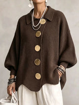 FOSCARI LABEL | CARDIGAN OVERSIZE CON COLLETTO E GRANDI BOTTONI METALLICI