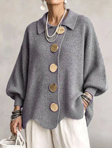 FOSCARI LABEL | CARDIGAN OVERSIZE CON COLLETTO E GRANDI BOTTONI METALLICI