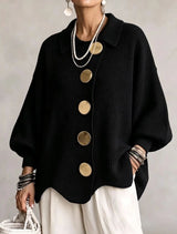 FOSCARI LABEL | CARDIGAN OVERSIZE CON COLLETTO E GRANDI BOTTONI METALLICI