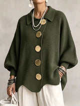 FOSCARI LABEL | CARDIGAN OVERSIZE CON COLLETTO E GRANDI BOTTONI METALLICI