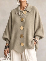 FOSCARI LABEL | CARDIGAN OVERSIZE CON COLLETTO E GRANDI BOTTONI METALLICI