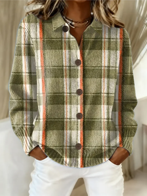Shelby™ | Cardigan a bottoni a quadri oliva