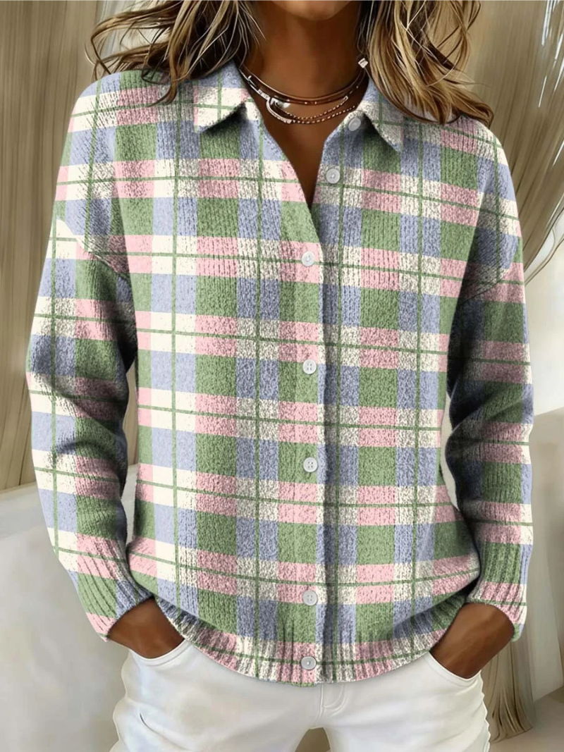 Tivanna™ | Cardigan a bottoni con quadretti pastello