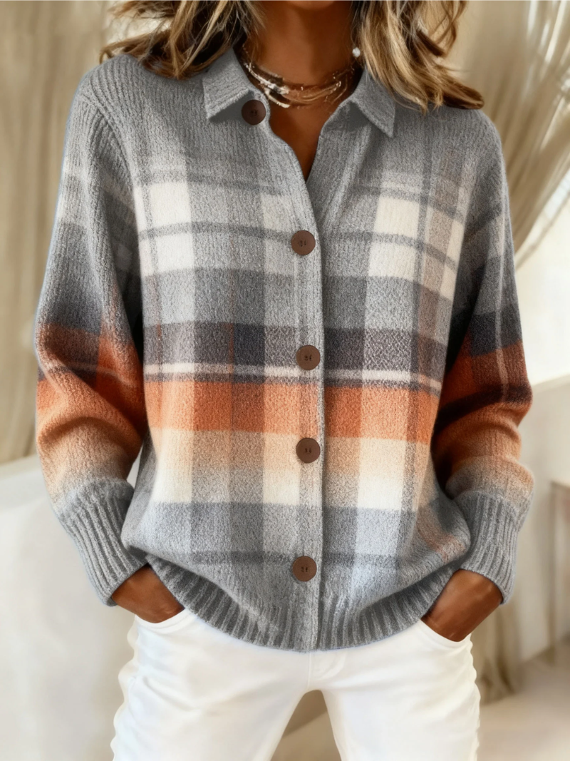 Laverne™ | Cardigan caldo a quadri sfumati