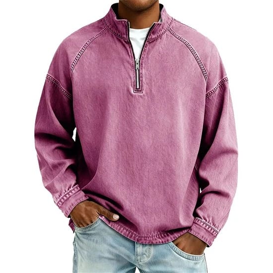Maglione con zip André Ferran in Cotone Mare