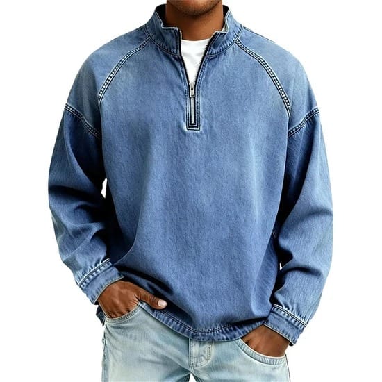 Maglione con zip André Ferran in Cotone Mare