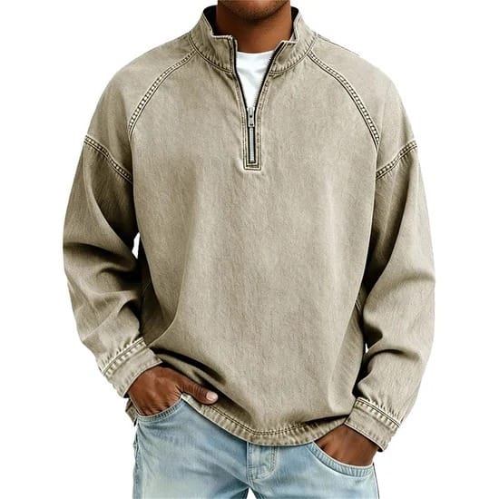 Maglione con zip André Ferran in Cotone Mare