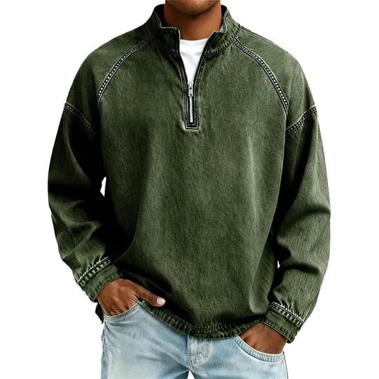 Maglione con zip André Ferran in Cotone Mare